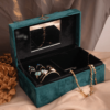 Elegant Blue Gold Flannel Jewelry Box – Durable and Stylish Storage Solution